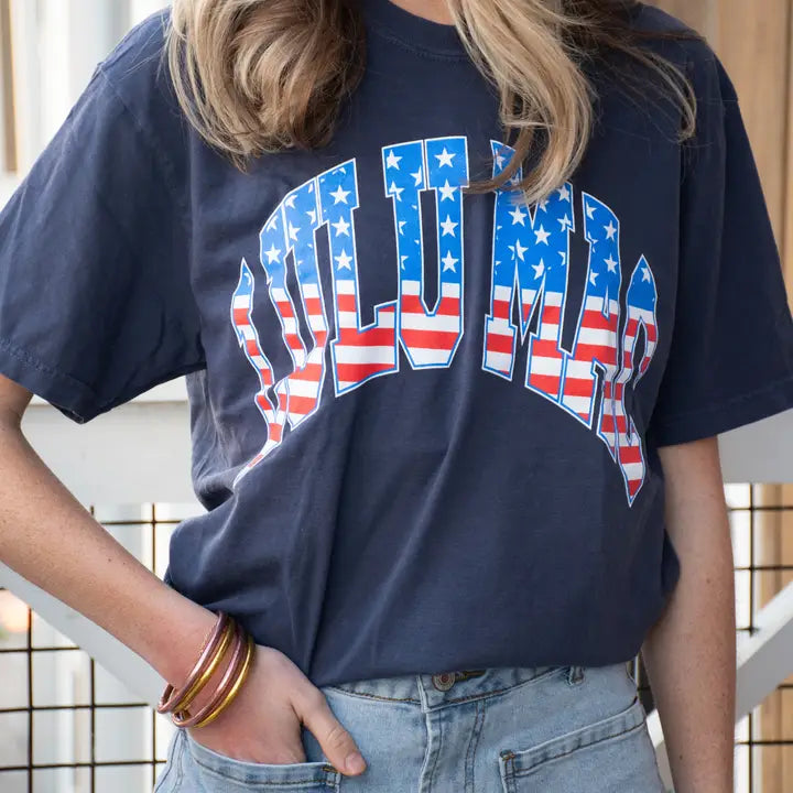 LULU MAC Stars & Stripes Adult Navy Comfort Colors Tee