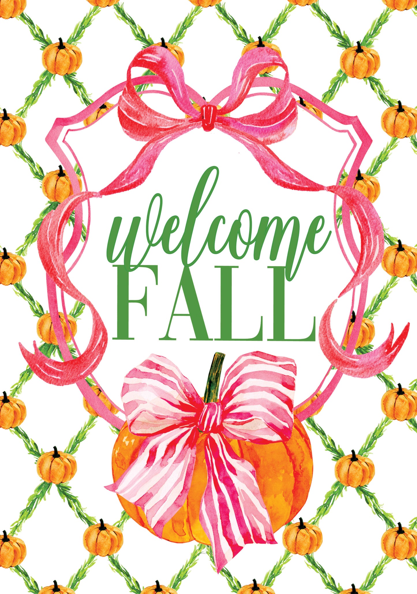 Vinyl Garden Flag- Pink Bow Pumpkin