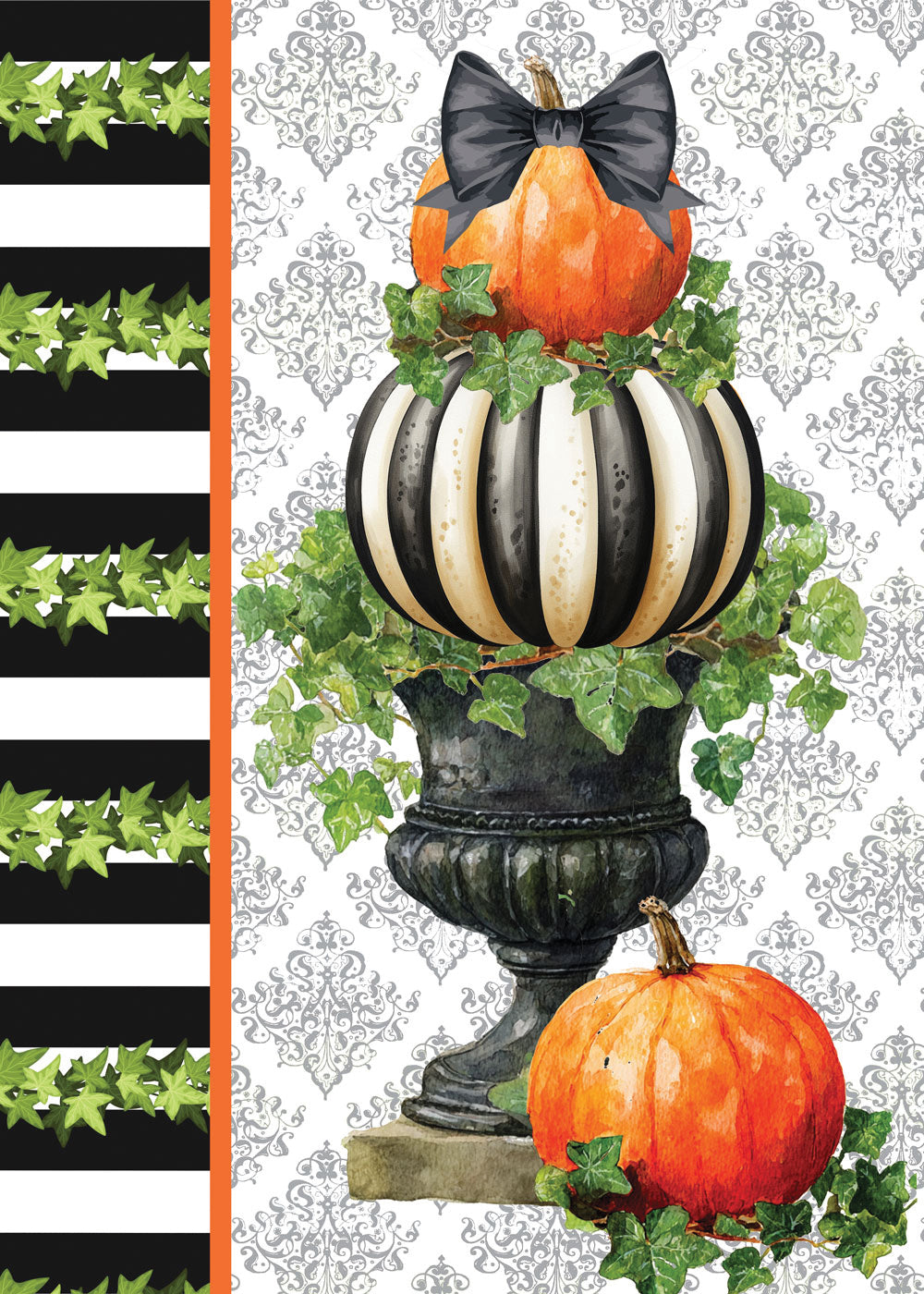 Vinyl Garden Flag- B&W Pumpkin Urn