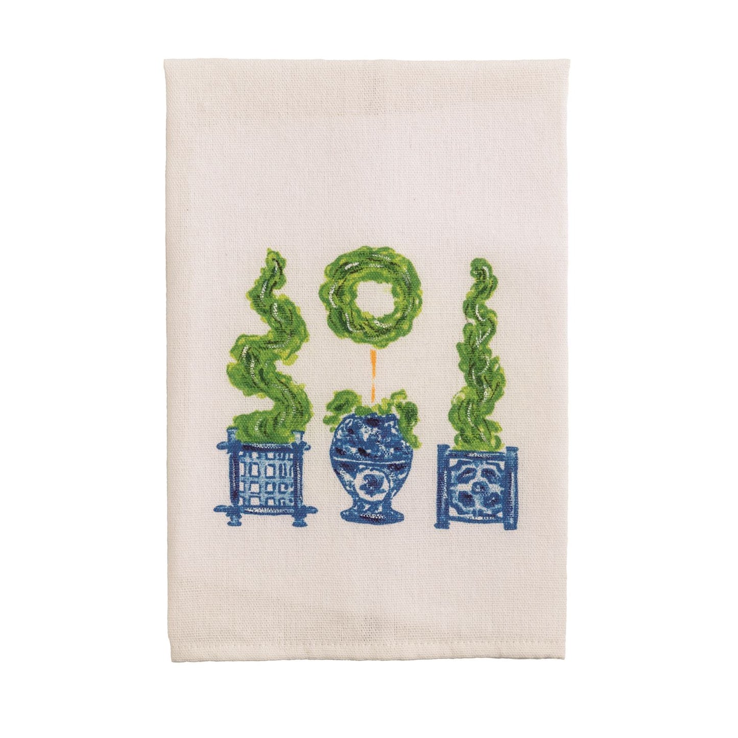 Painted Three Topiary Tea Towel