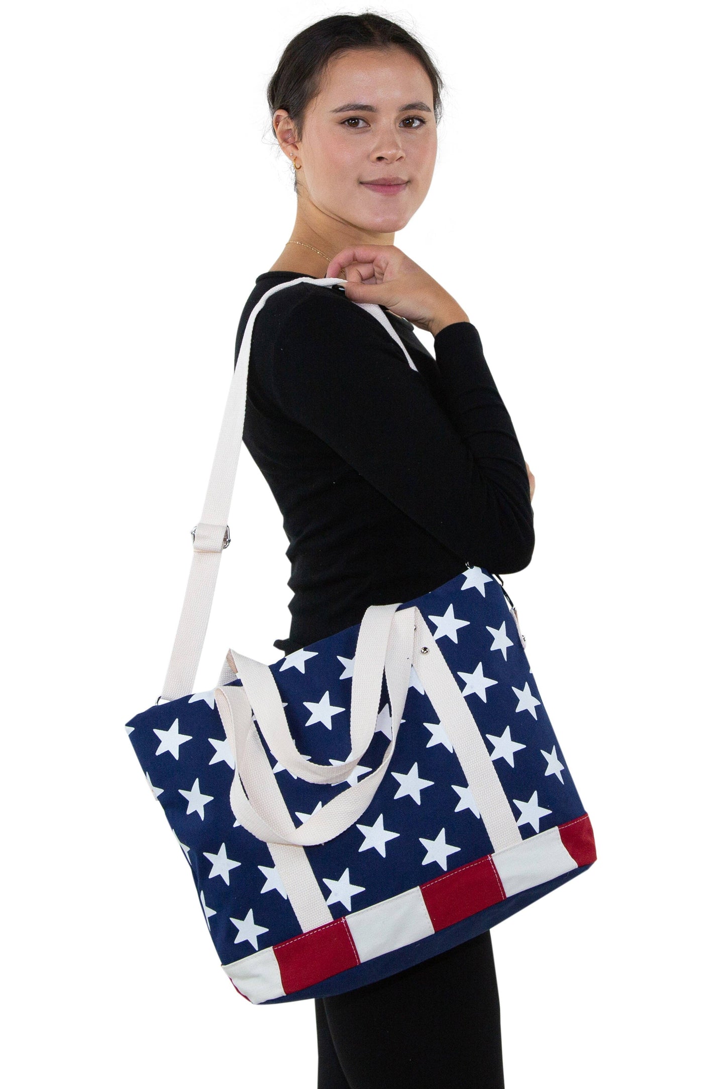 Stars and Stripes USA Flag Canvas Tote Bag