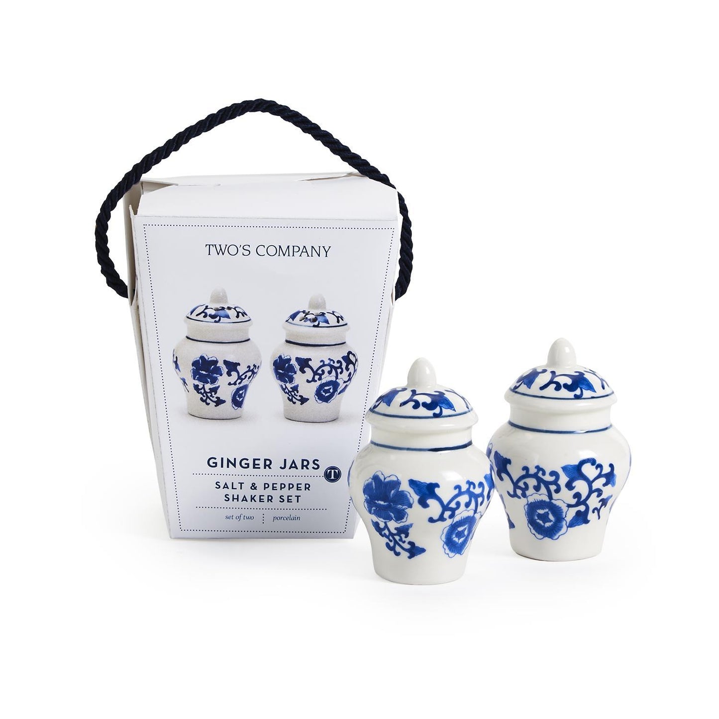 Blue and White Chinoiserie Mini Ginger Jar Salt and Pepper Shaker Set in Gift Box