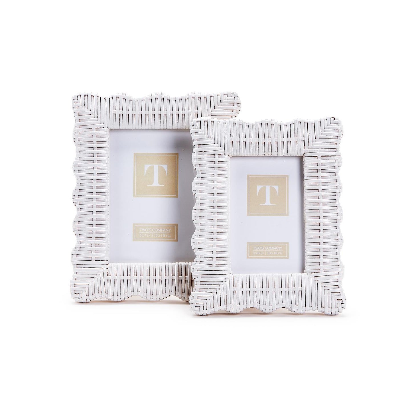 White Wicker Weave Scalloped Photo Frame