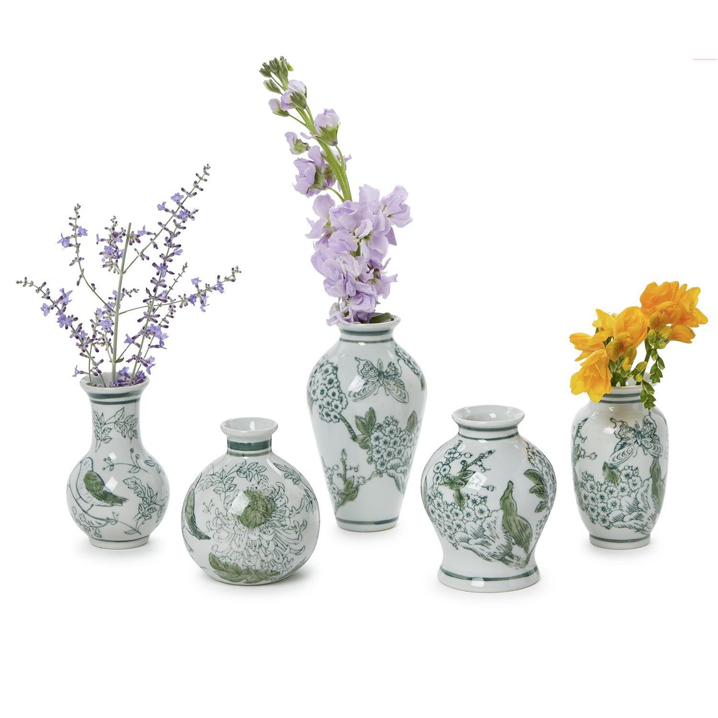 Mini Green and White Chinoiserie Vases