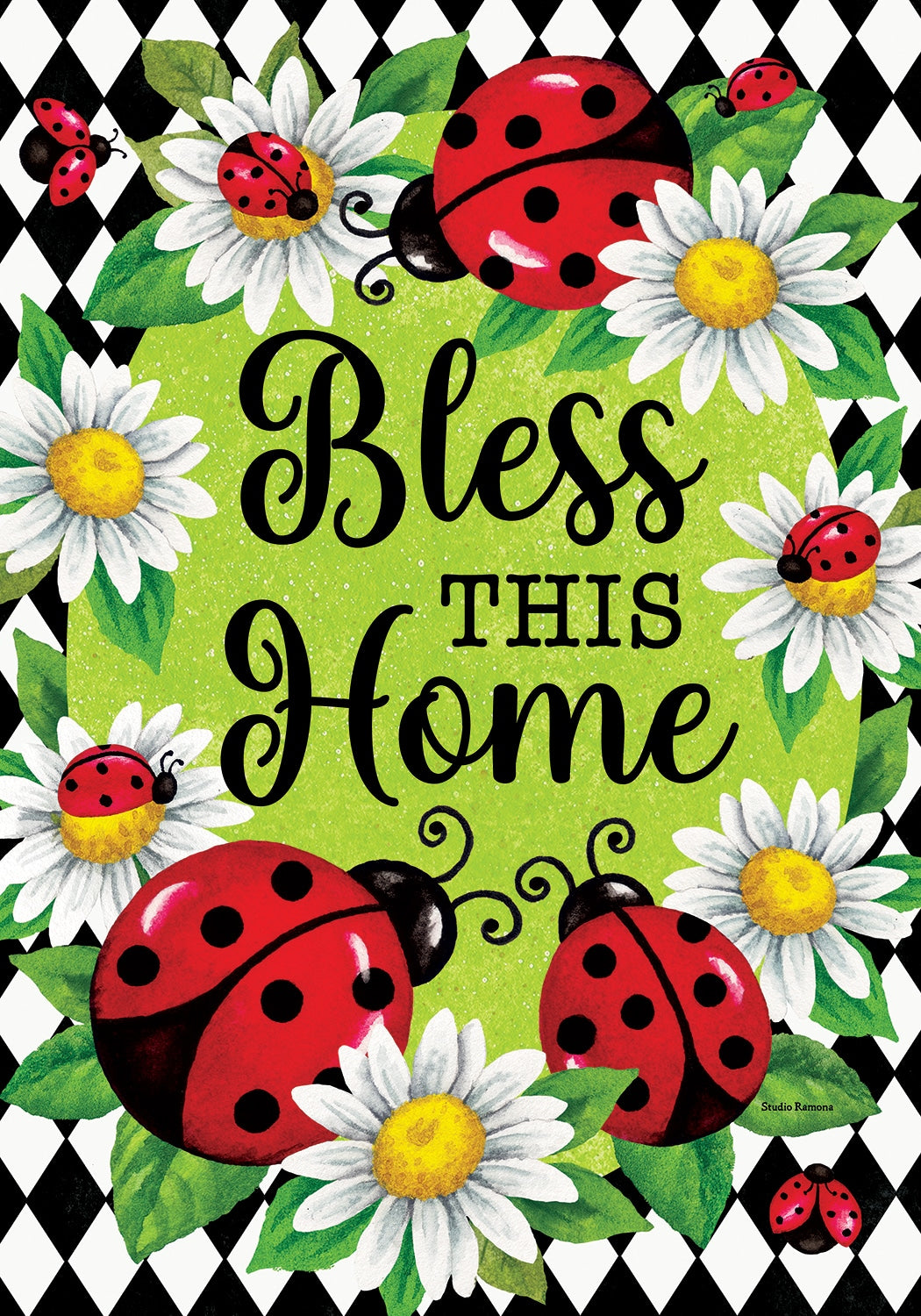 Garden Flag- Ladybug Diamond