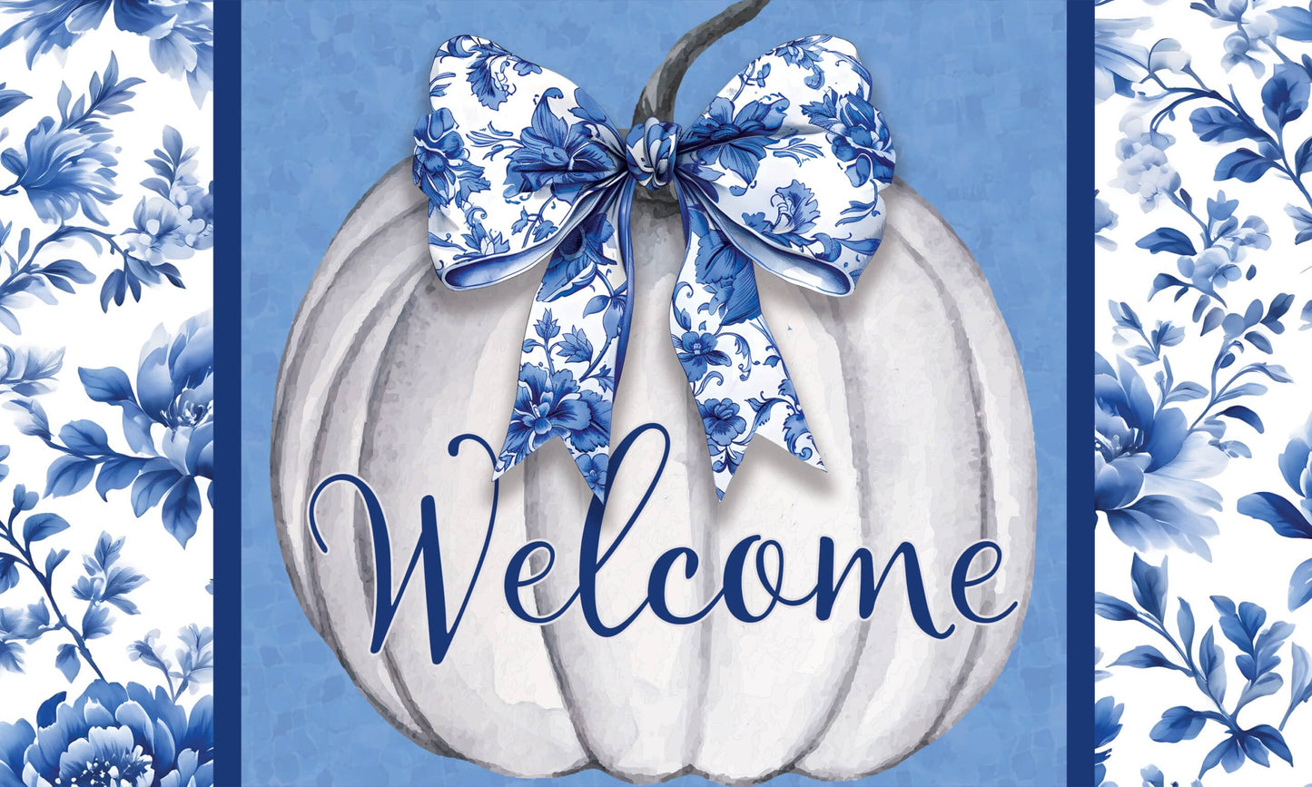 Mat- Blue and White Pumpkin