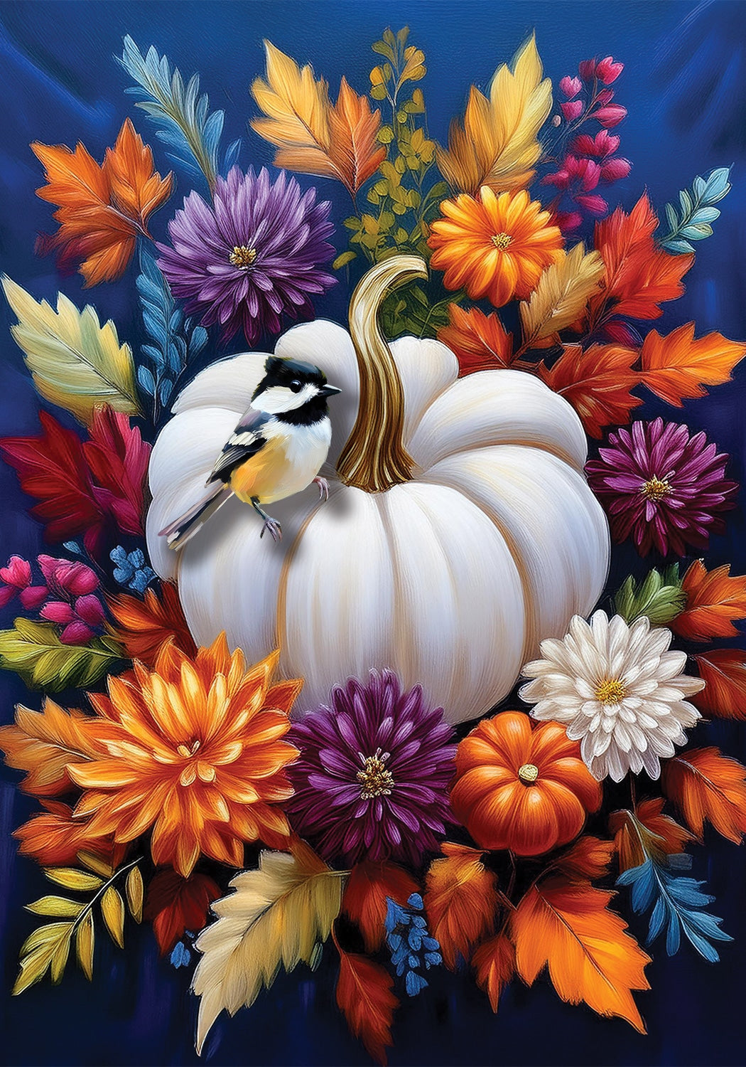 Garden Flag- Mums and Chickadee