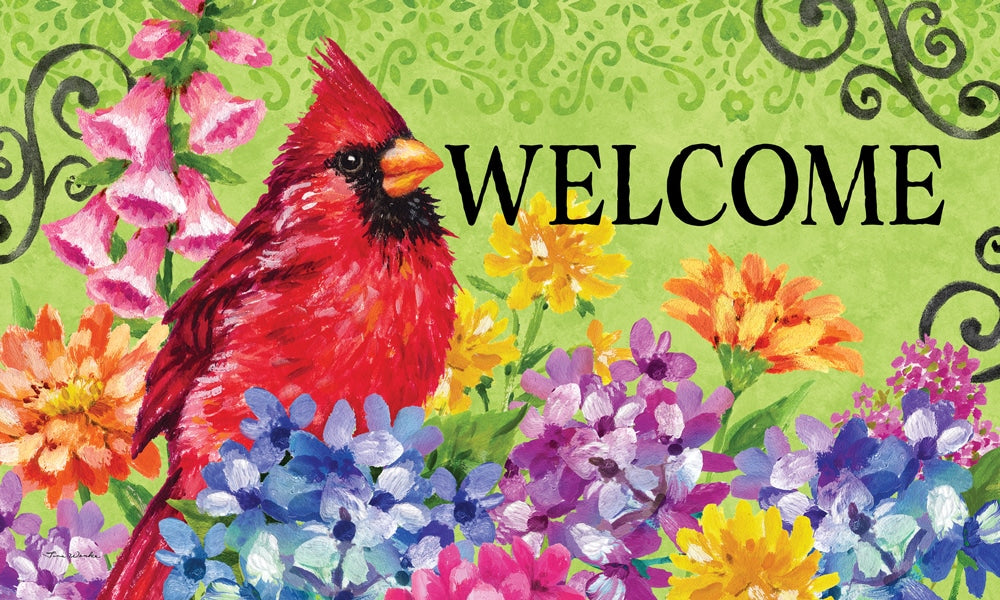 Mat- Cardinal with Flowers