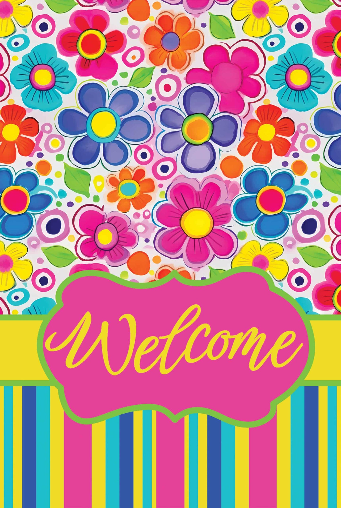 Vinyl Garden Flag- Flowers and Stripes