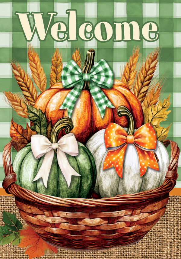 Garden Flag- Pumpkin Bows Basket