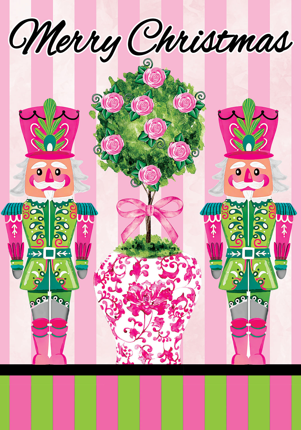 Garden Flag- Pink-Green Nutcrackers