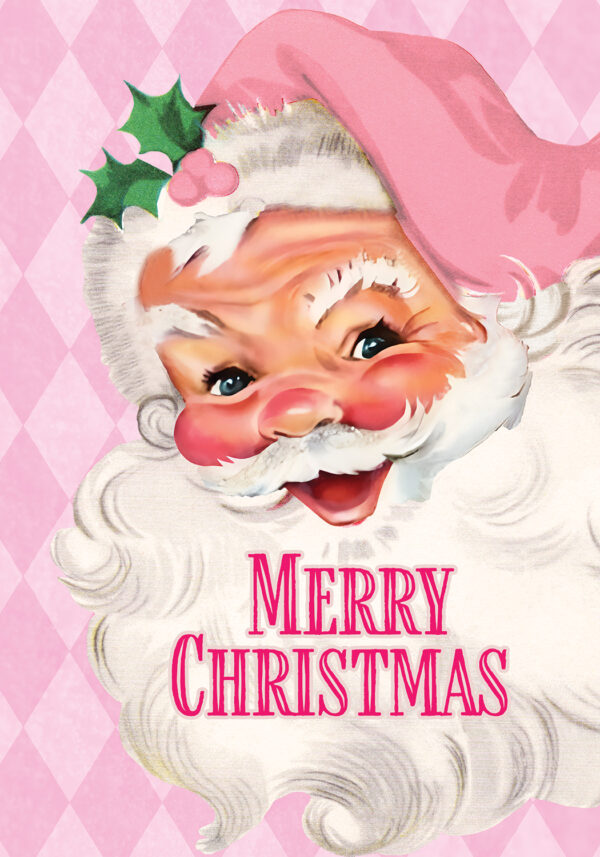 Garden Flag- Pink Santa