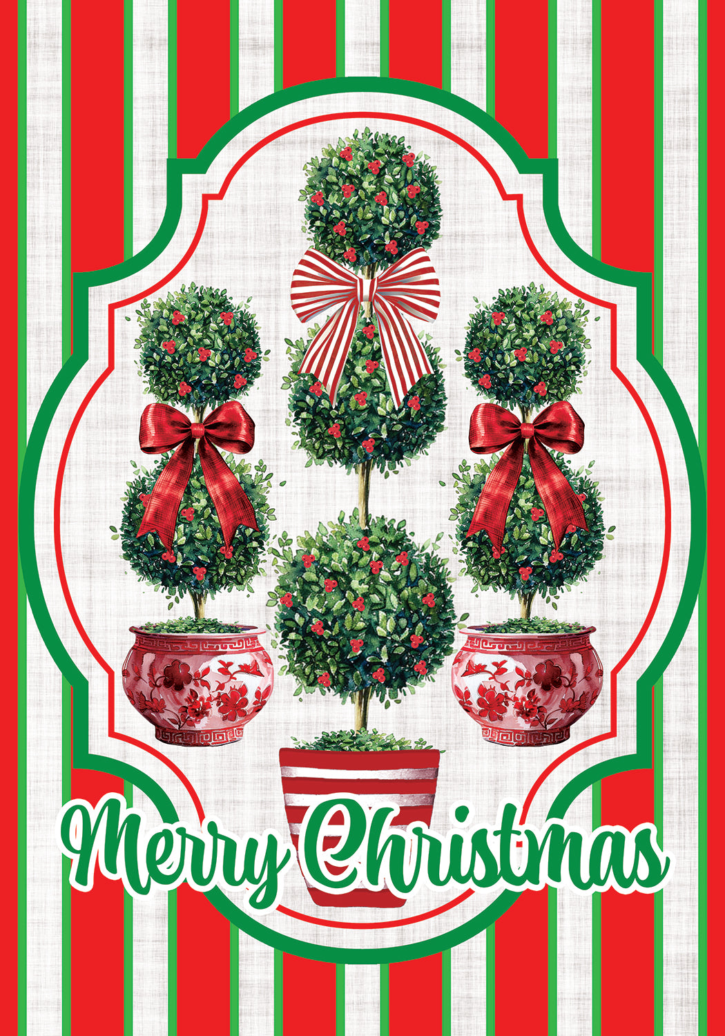 Garden Flag- Christmas Topiaries