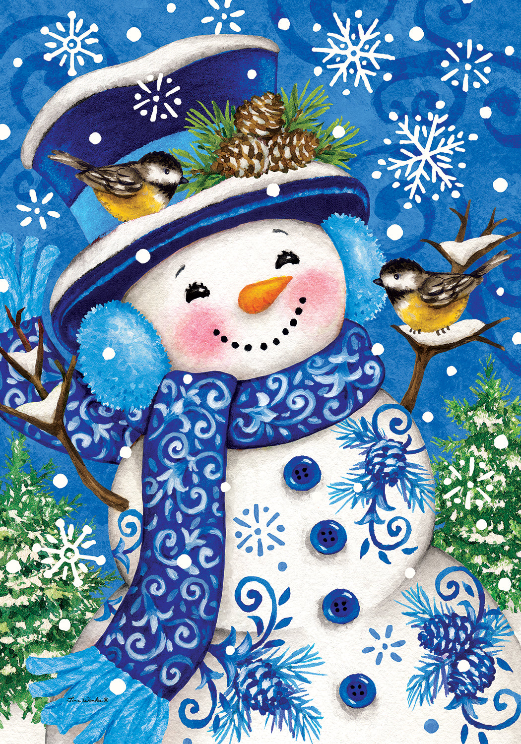 House Flag- Chinoiserie Snowman