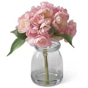 6.5 Inch Pink Cherry Blossom Premade in Glass Vase
