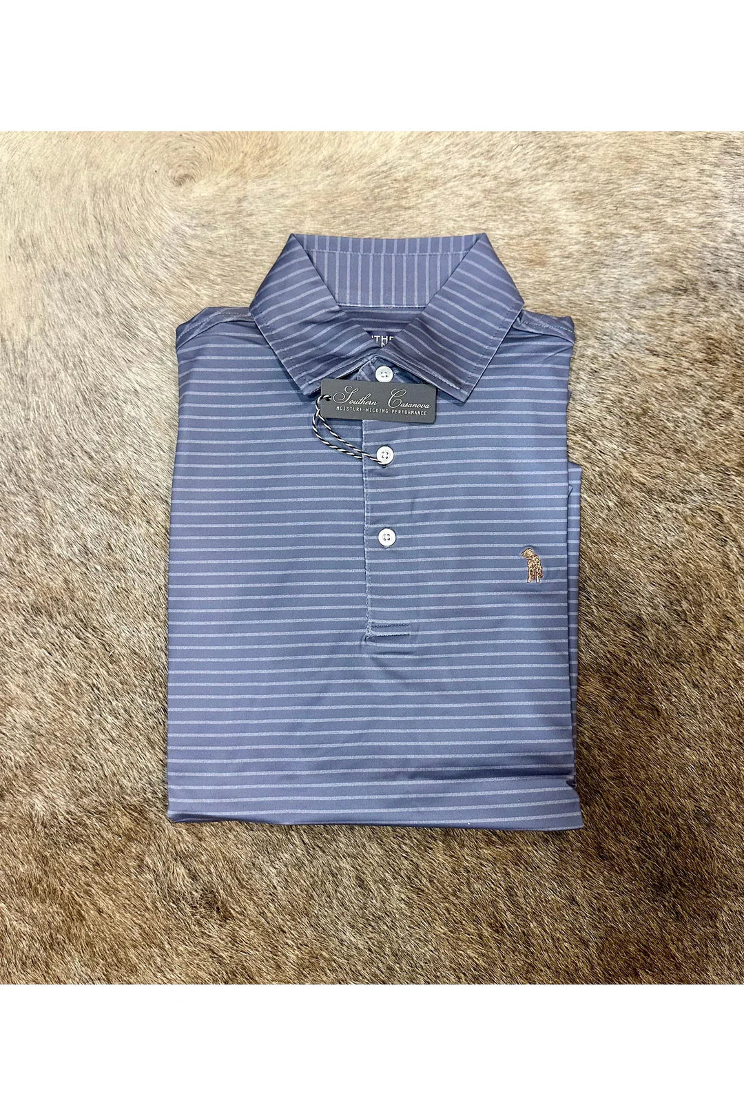 Men's Blue Stone Stripe Polo