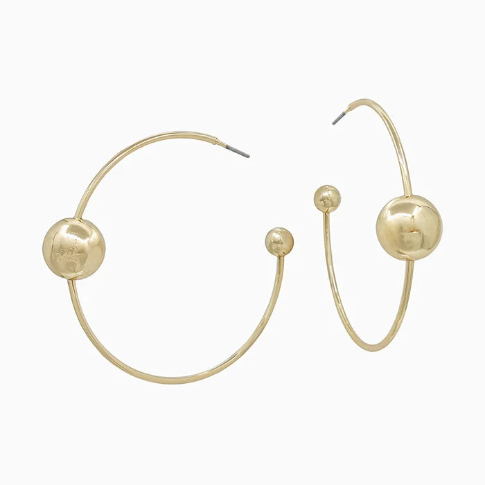 Gold Thin Hoop with Beaded Accent