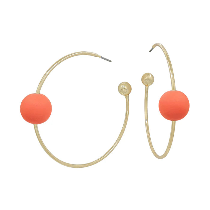 Gold Thin Hoop with Beaded Accent