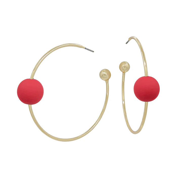 Gold Thin Hoop with Beaded Accent