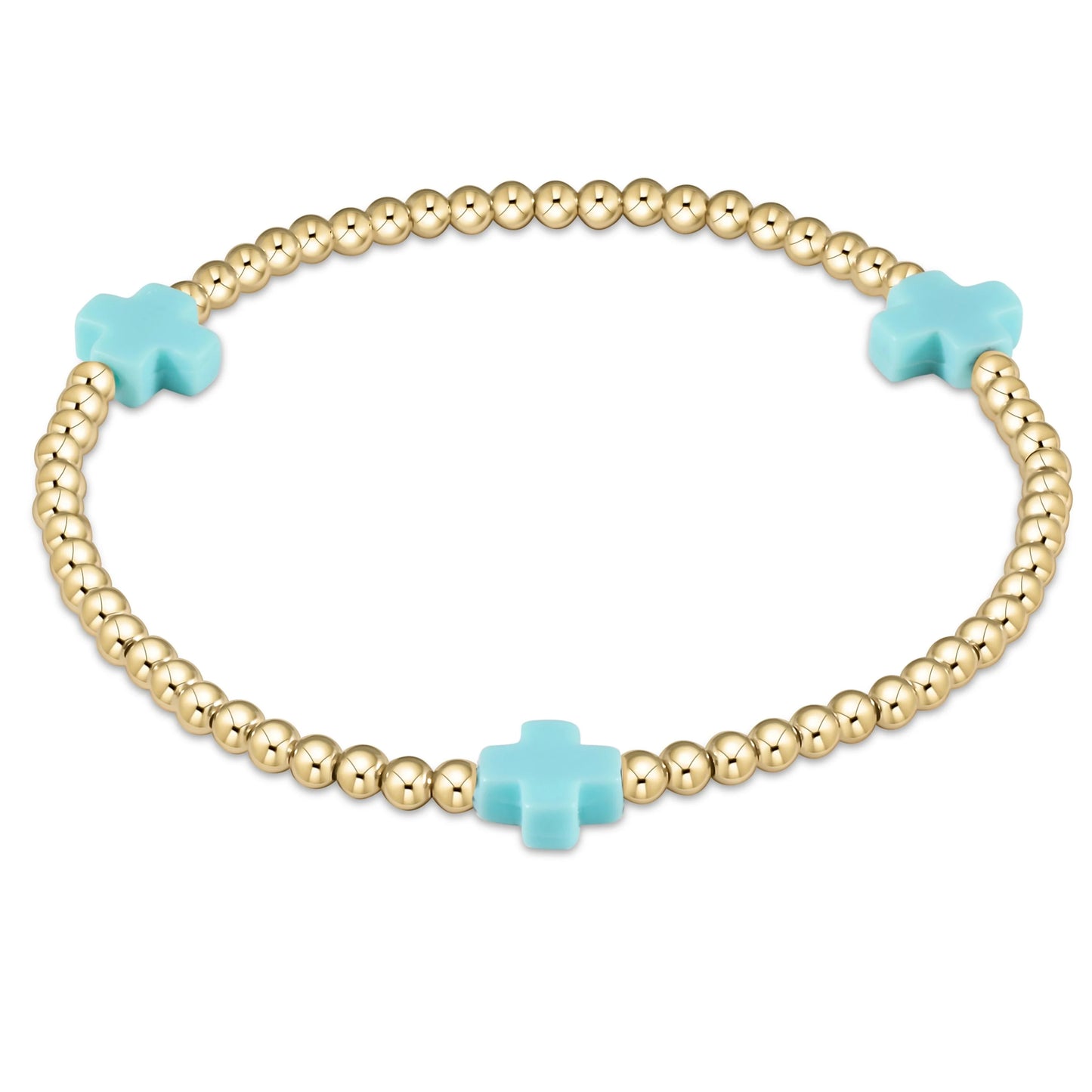Signature Cross Gold Pattern Beaded Bracelet- 3mm