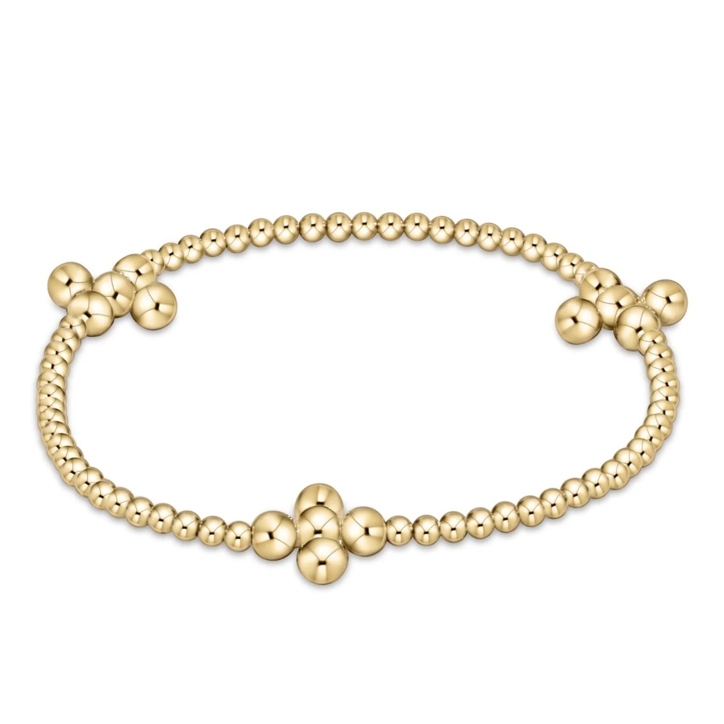 Gold Beaded Signature Cross 2.5mm Beaded Bracelet