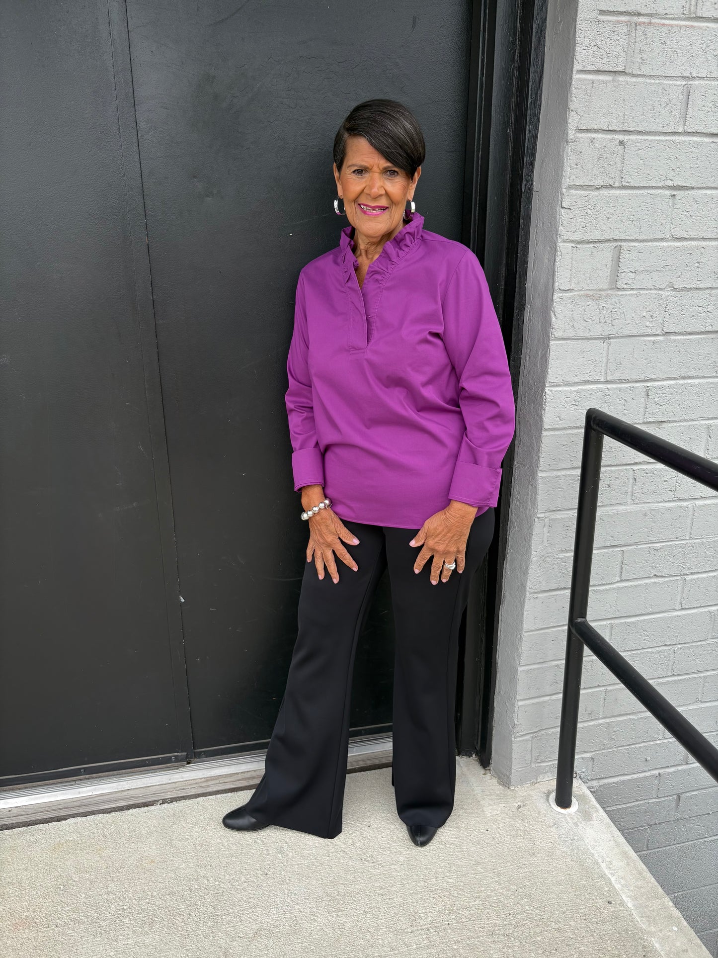 Tammy No Iron Stretch Long Sleeve Popover Shirt