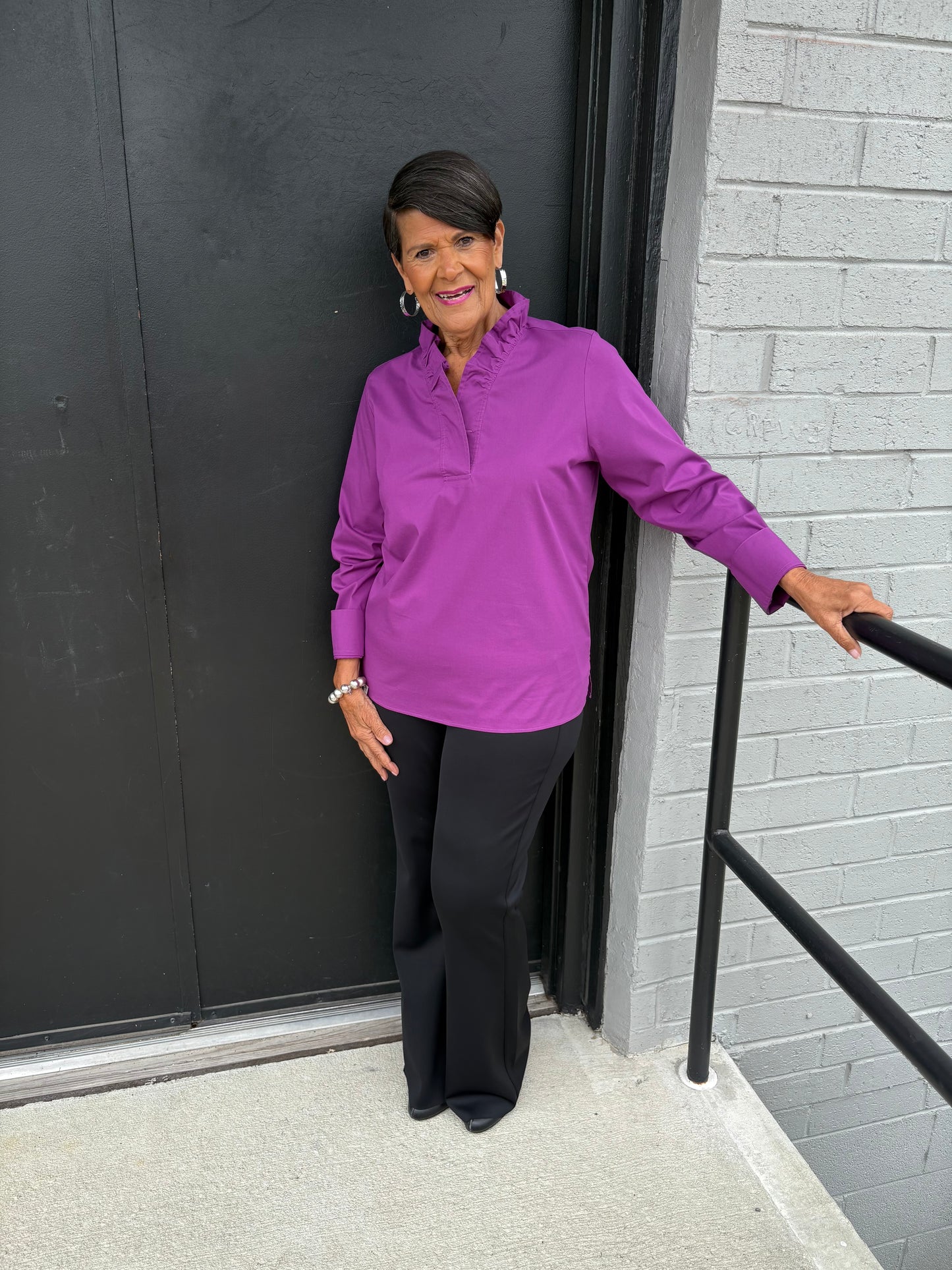 Tammy No Iron Stretch Long Sleeve Popover Shirt
