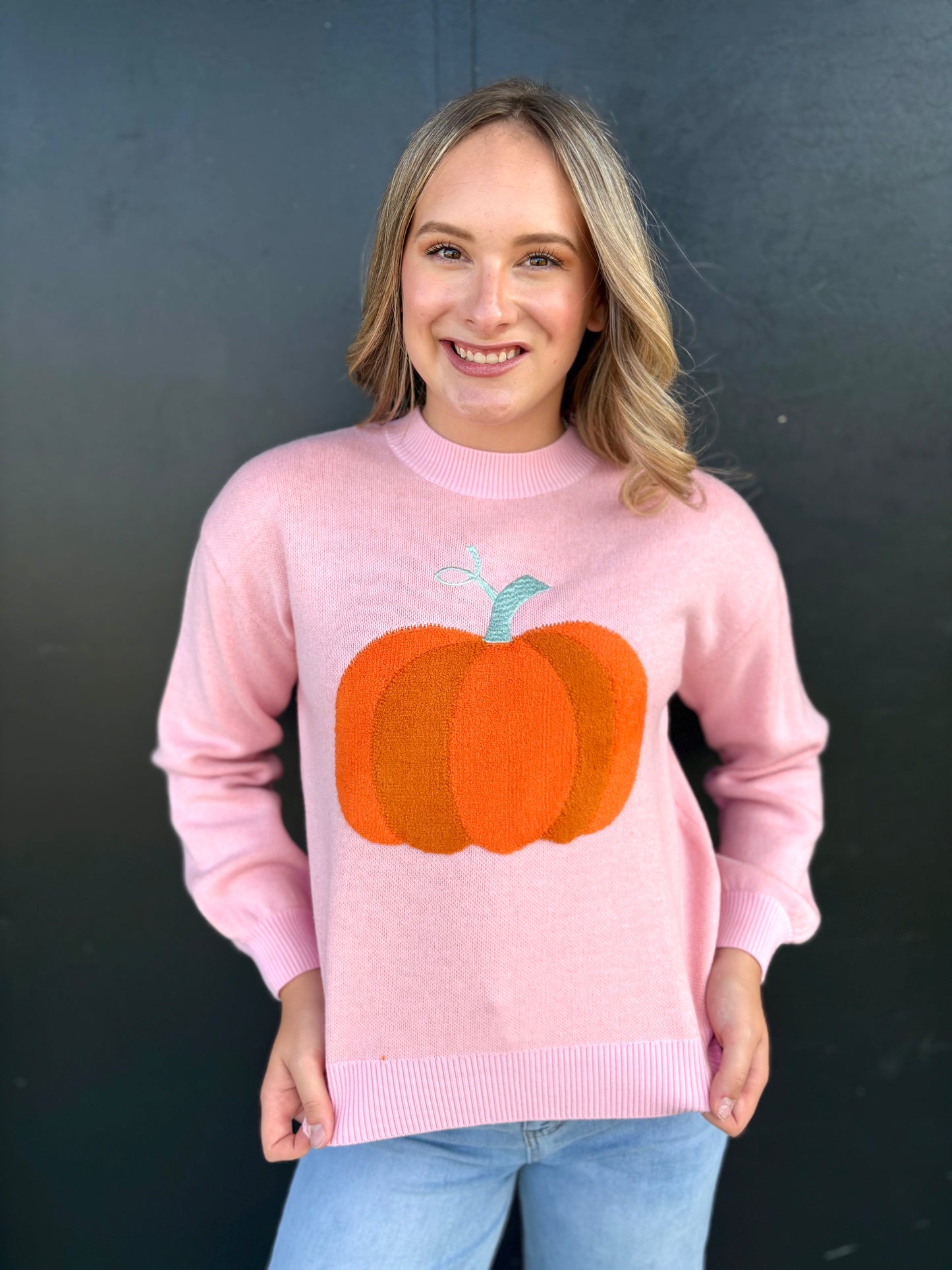 Pumpkin Pink Crew Neck Sweater