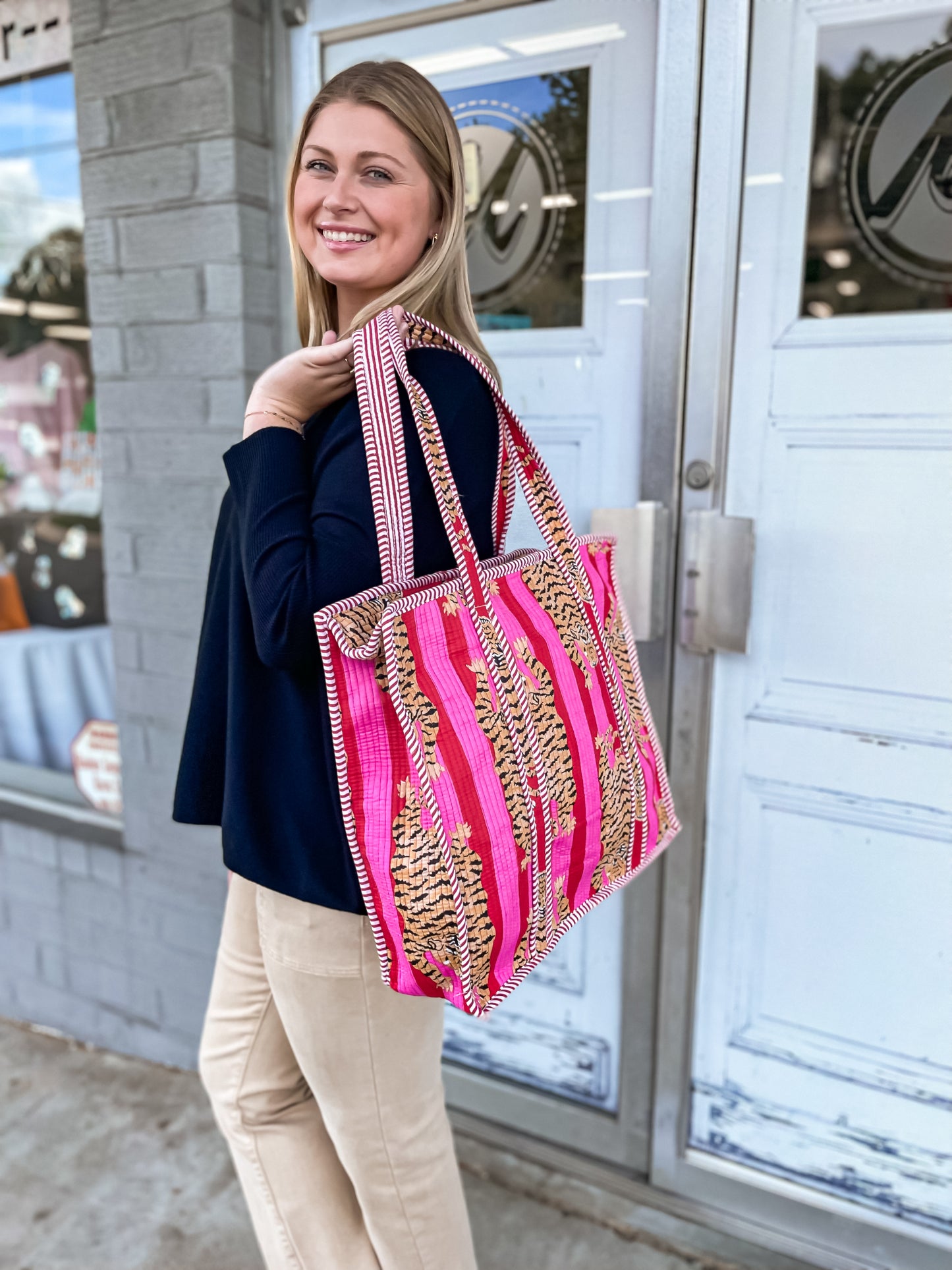 Quilted Tiger Tote Bag