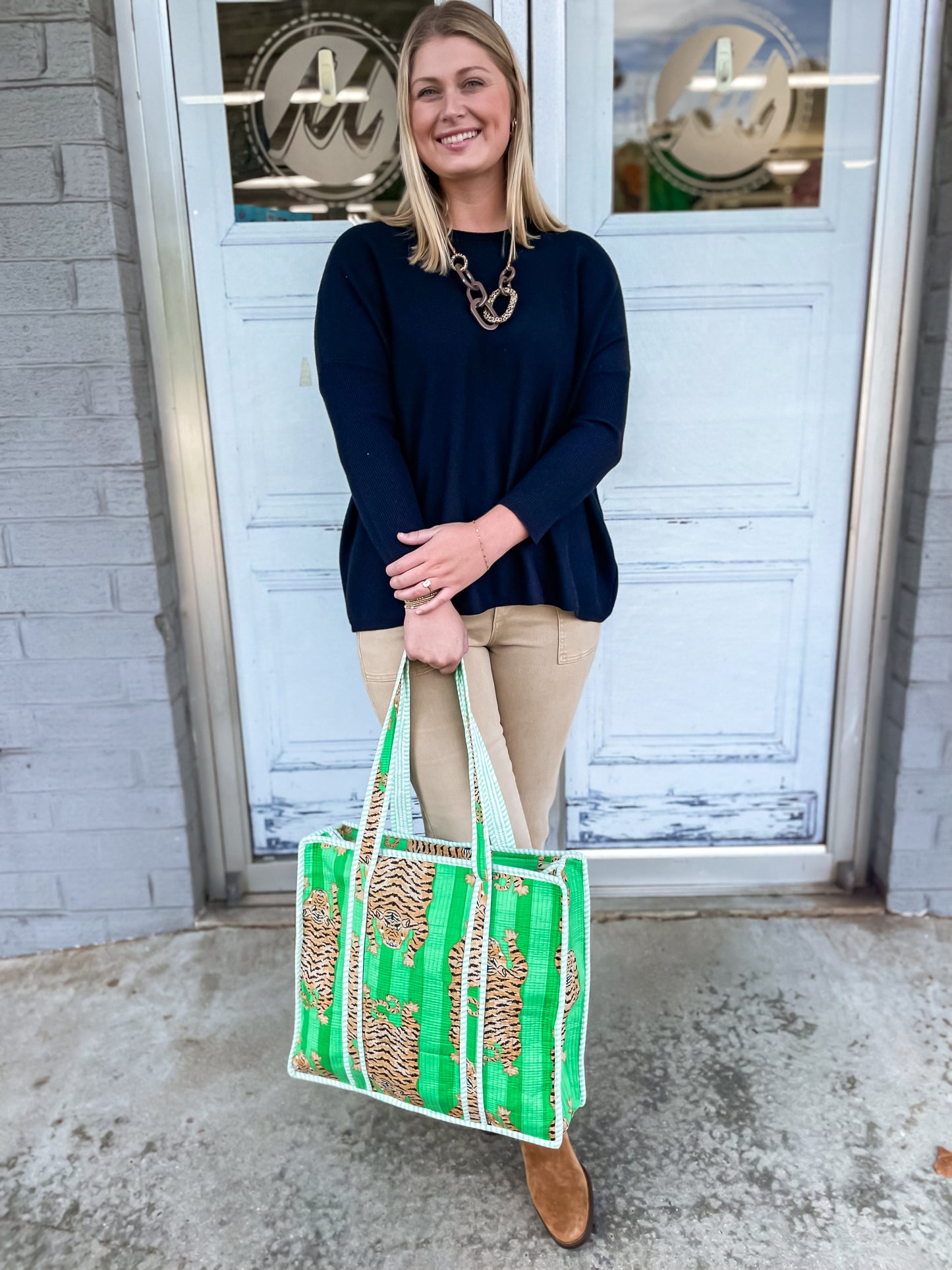 Quilted Tiger Tote Bag