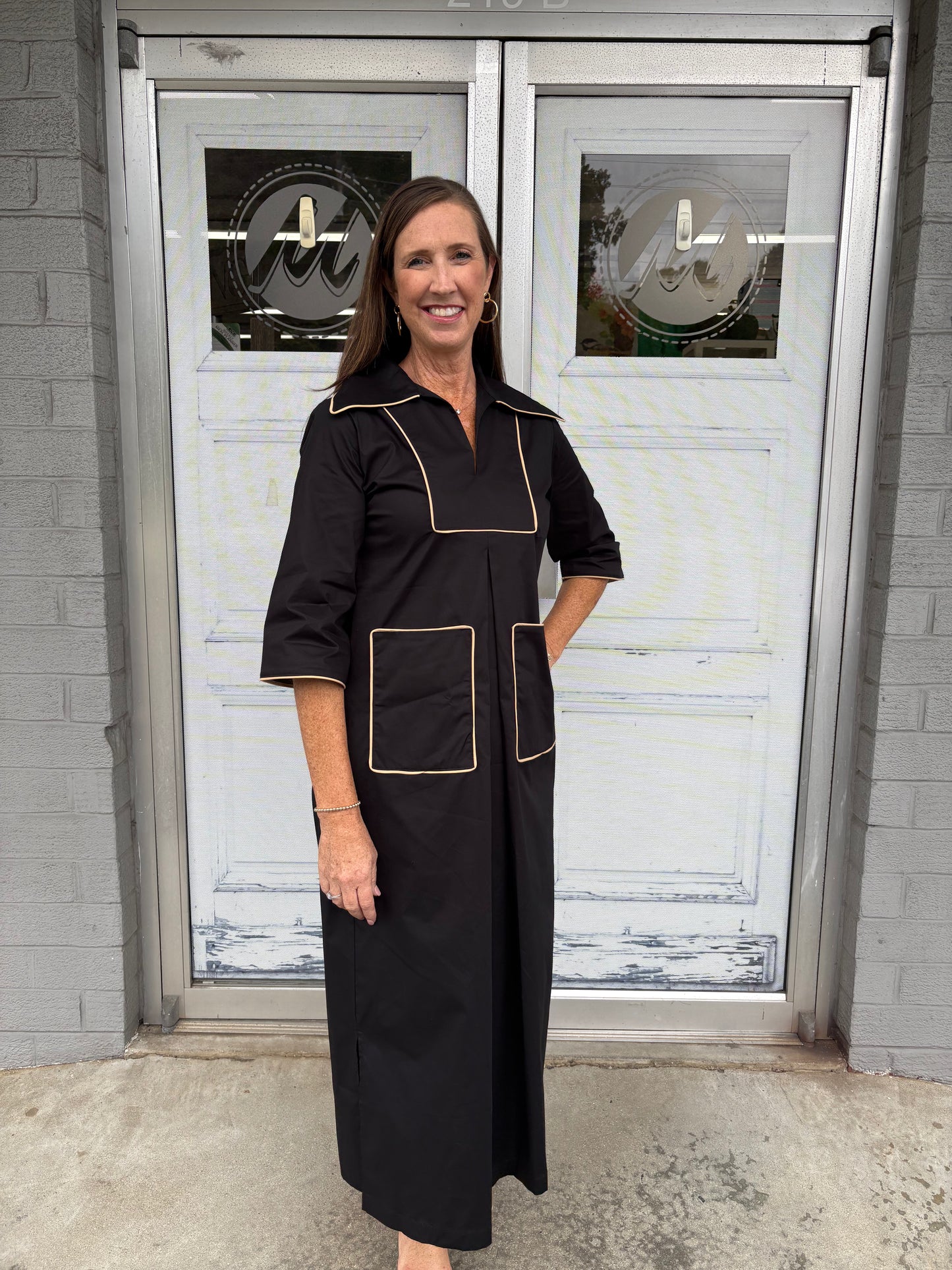Cassidy Long Black and Camel Dress