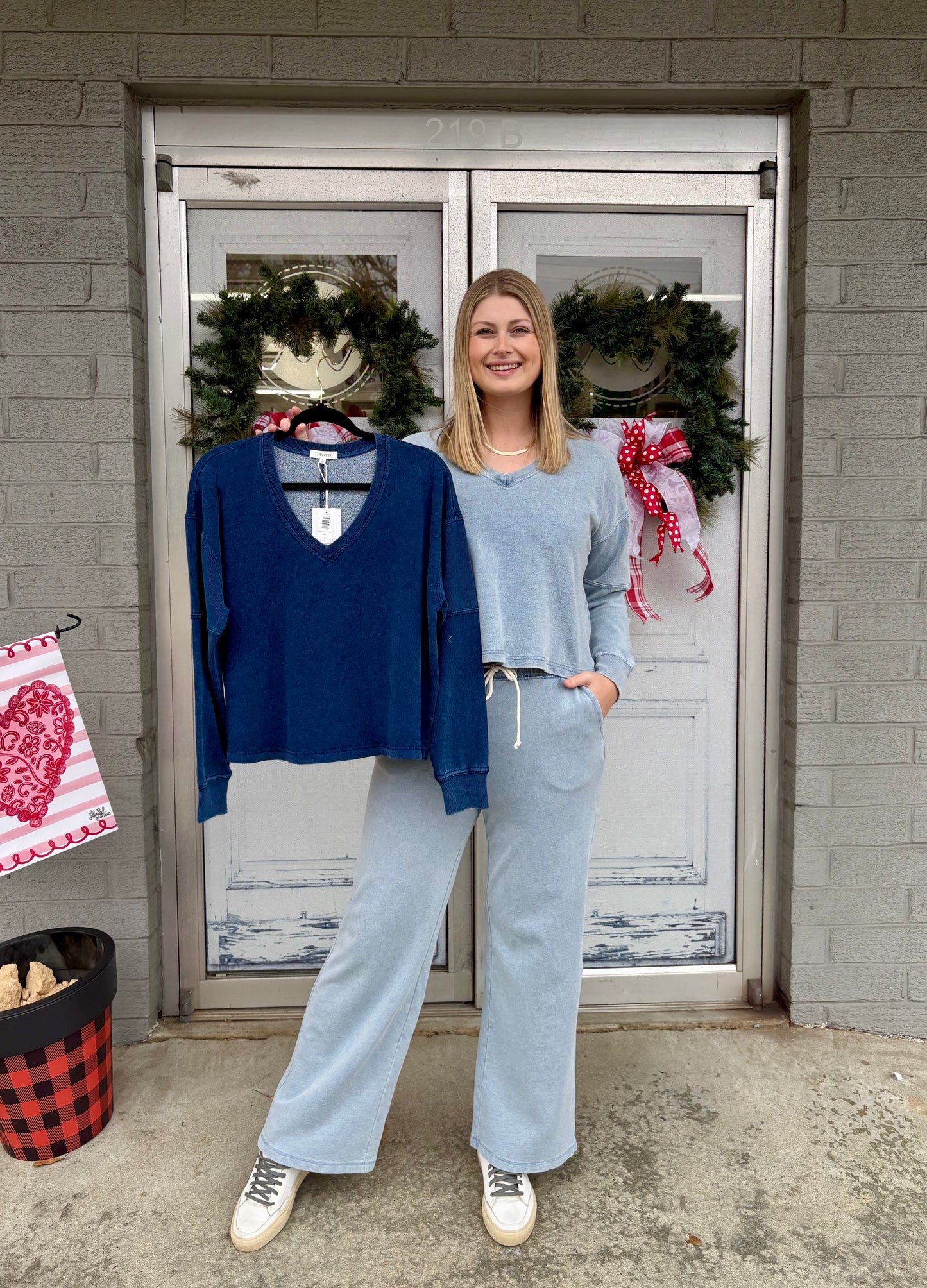 Delphine Knit Denim Sweatshirt