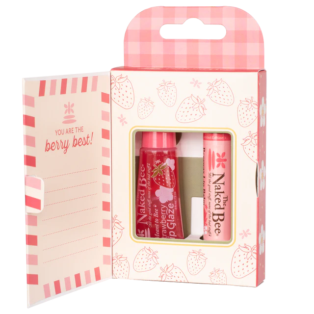 A strawberry lip care duo.