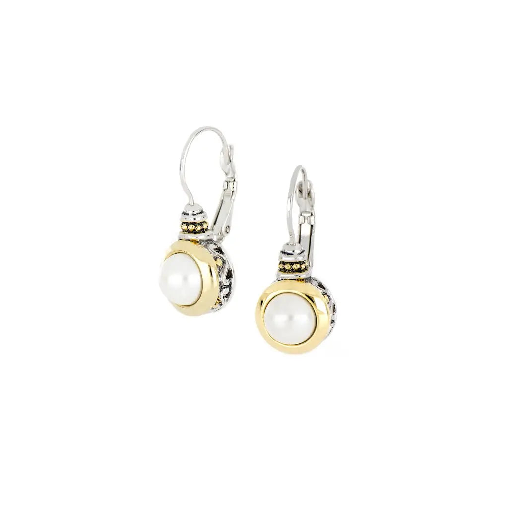Pérola Collection - White Seashell Pearl French Wire Earrings