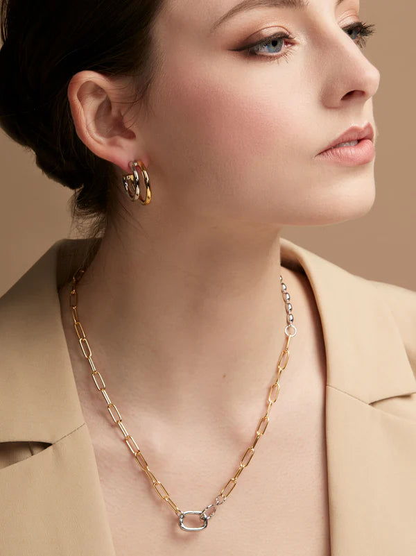 Small Two-Tone Open Hoop Earring