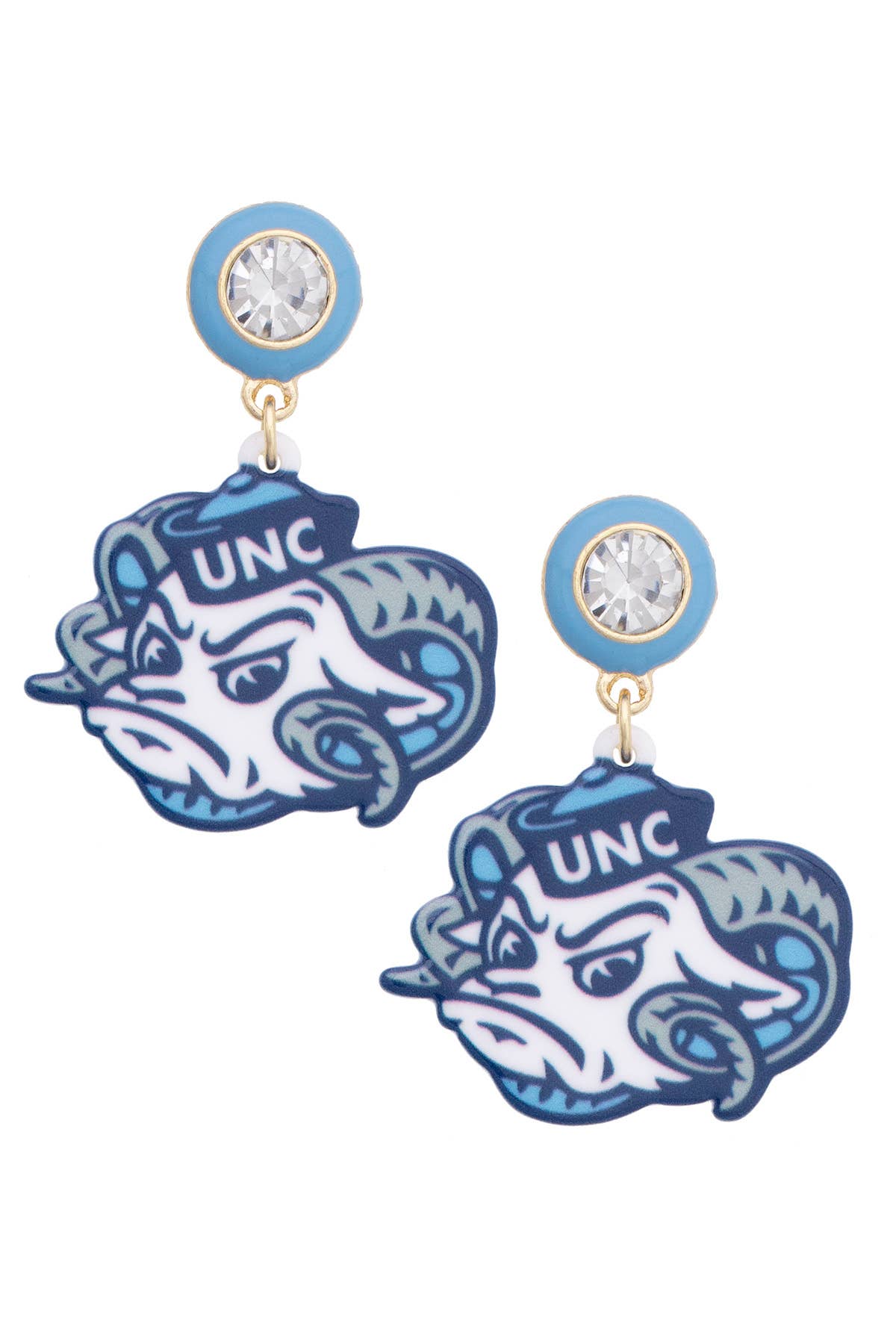 North Carolina Tarheels Resin Mascot Earrings