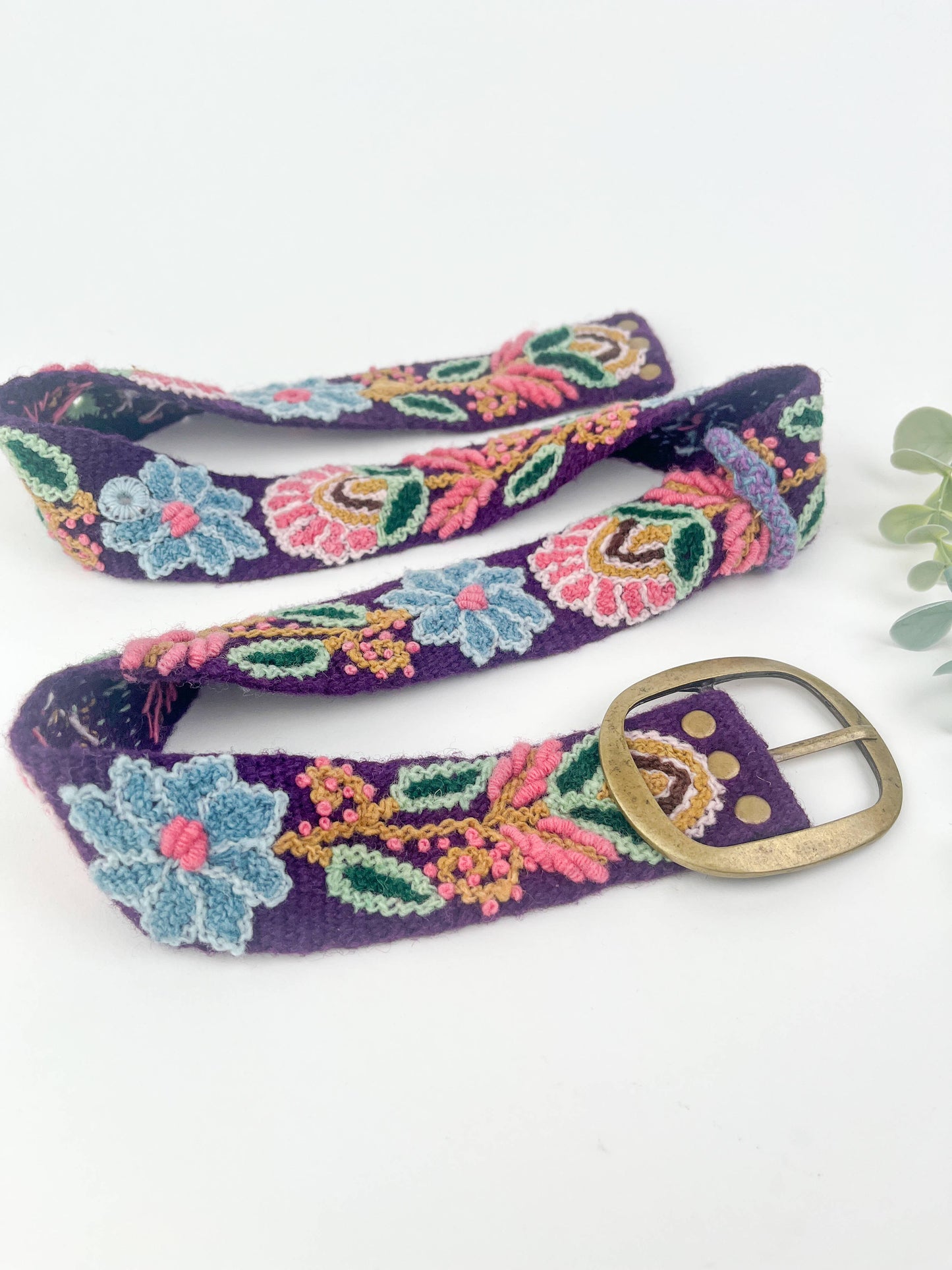 Plum Anabel Wide Embroidered Belt