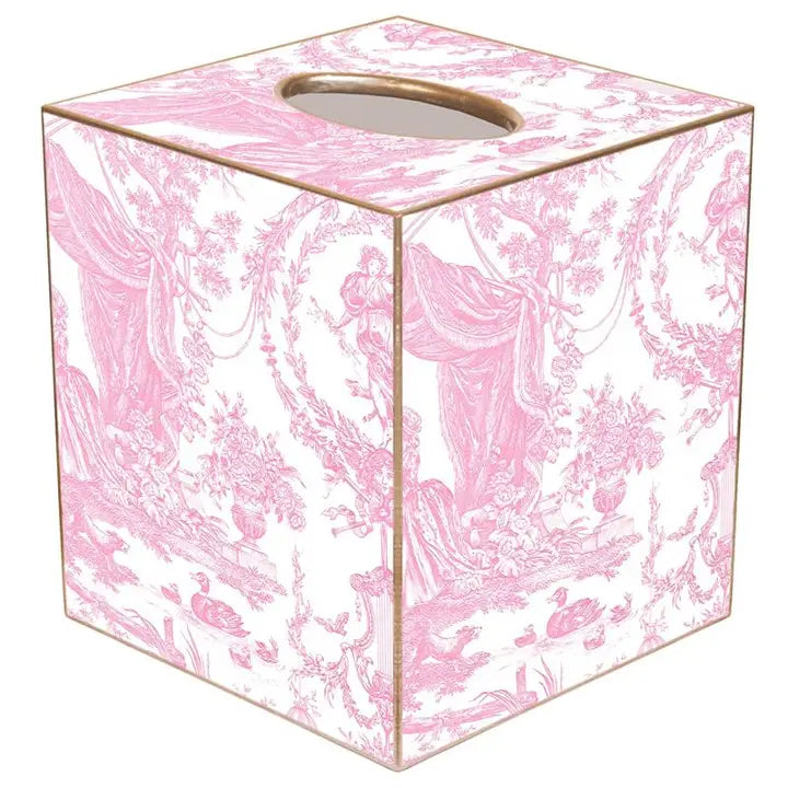 Pink Toile Tissue Box Cover