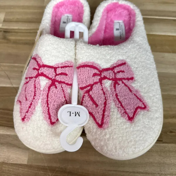 Fuzzy Bow Slippers