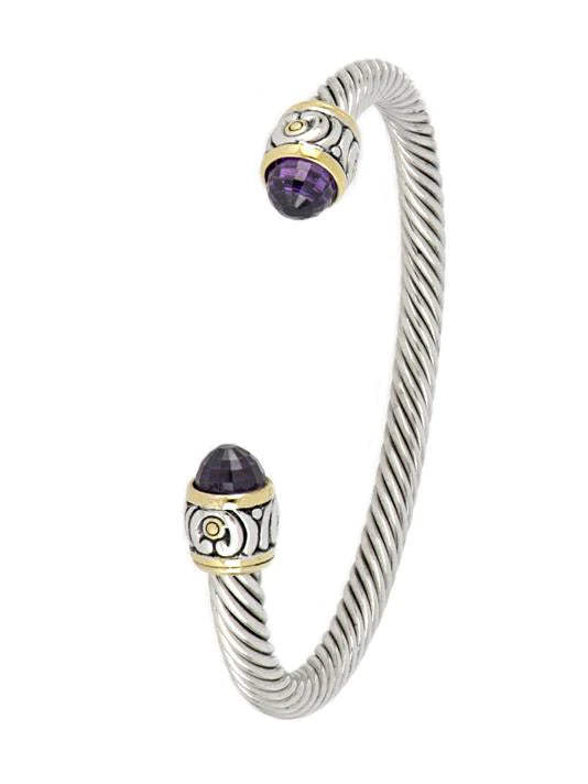 Nouveau Collection - Small Wire Cuff Bracelet - Amethyst