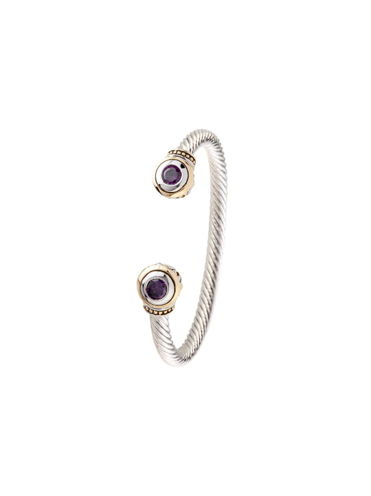 Amethyst Beijos Two Stone Large Cuff Bracelet