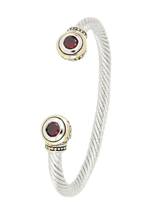 Garnet Beijos Two Stone Large Cuff Bracelet