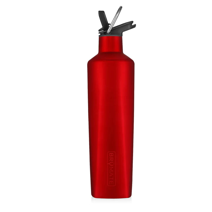 Tall Brumate Rehydration Water bottle with straw top, velvet red shiny matte print