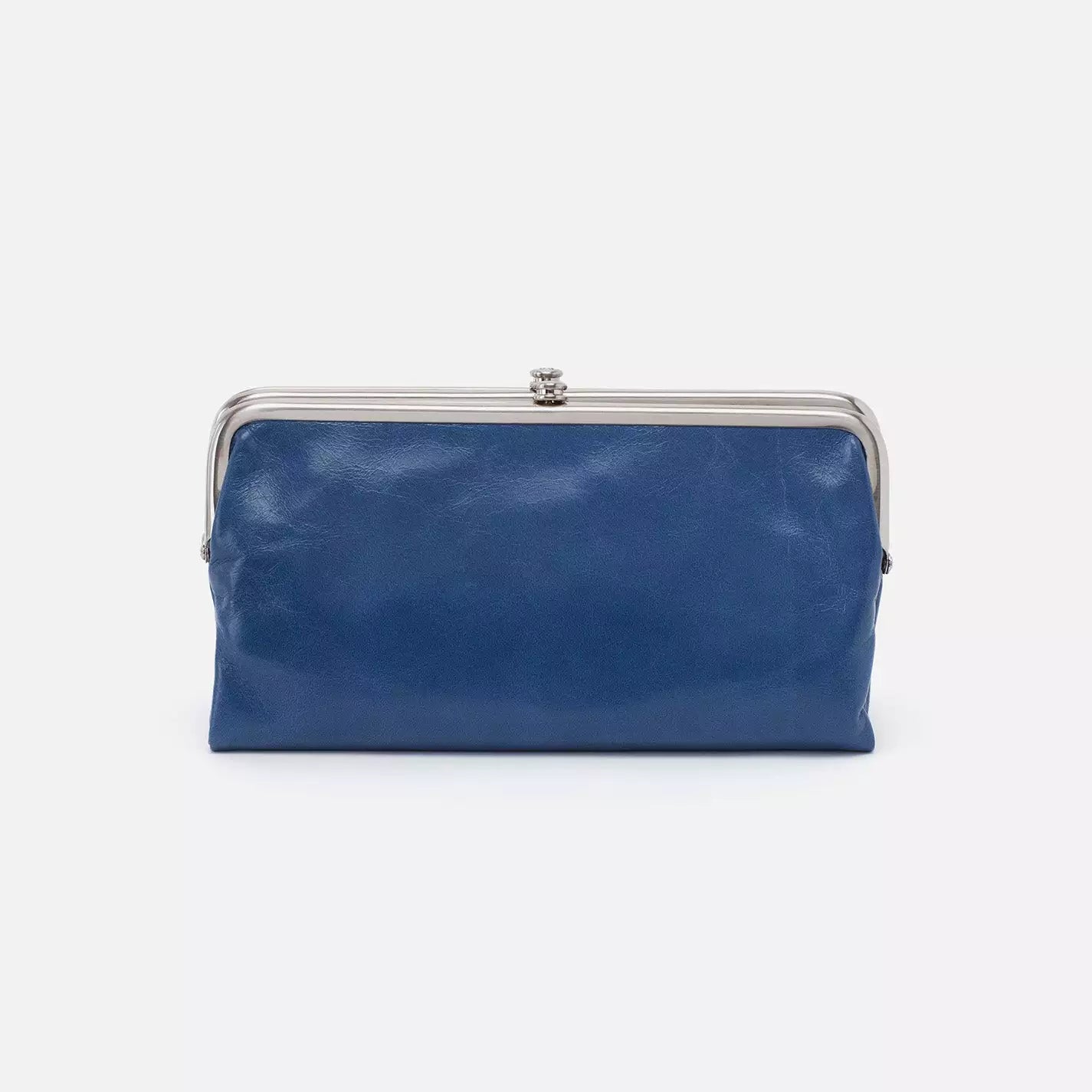 Dark Blue Clasp Leather Wallet