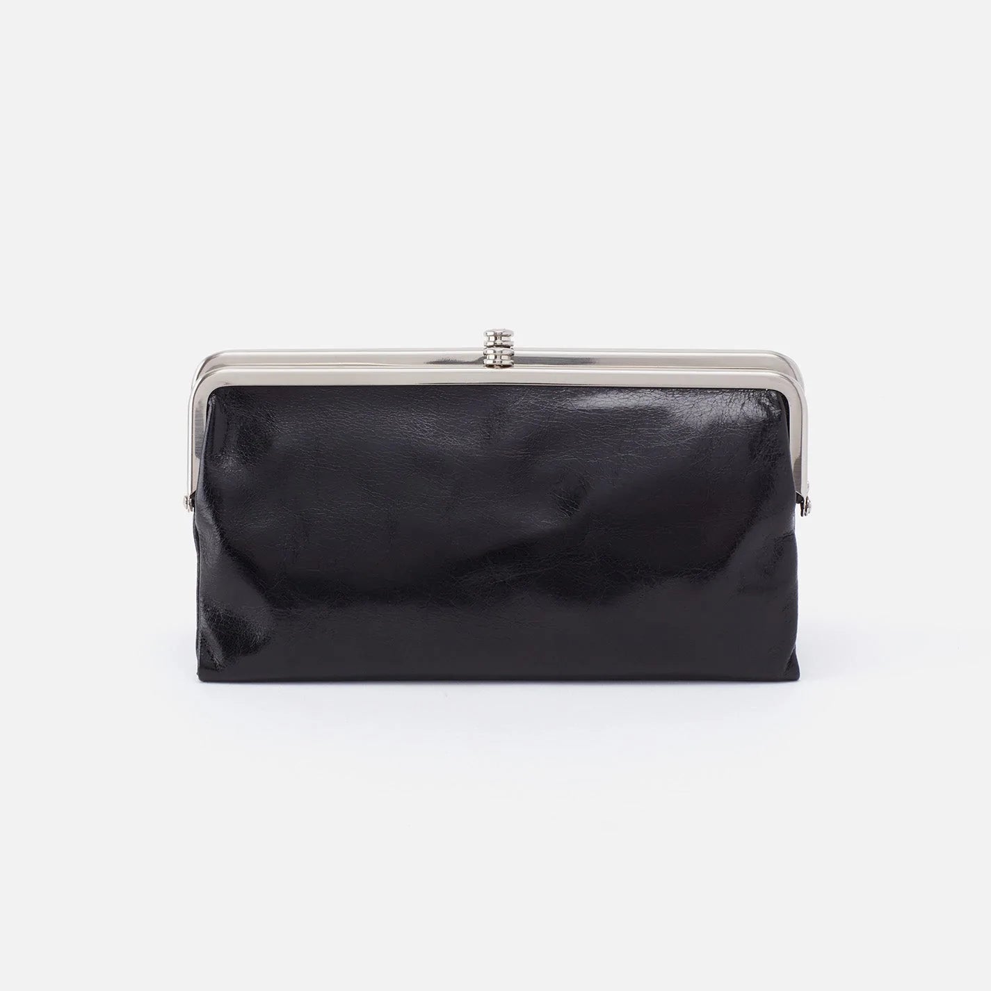 Black Metal Clasp Leather Wallet