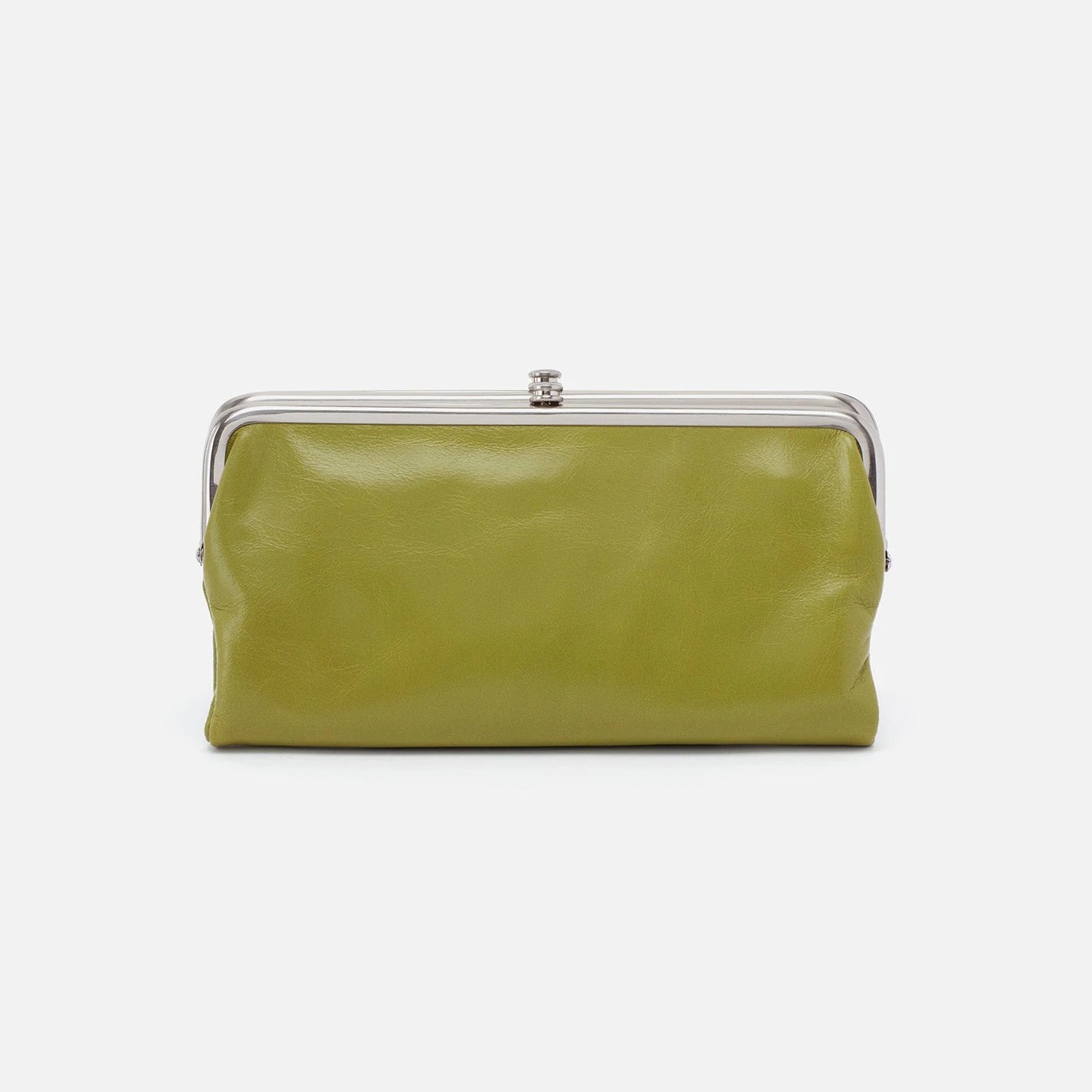 Army Green Metal Clasp Leather Wallet