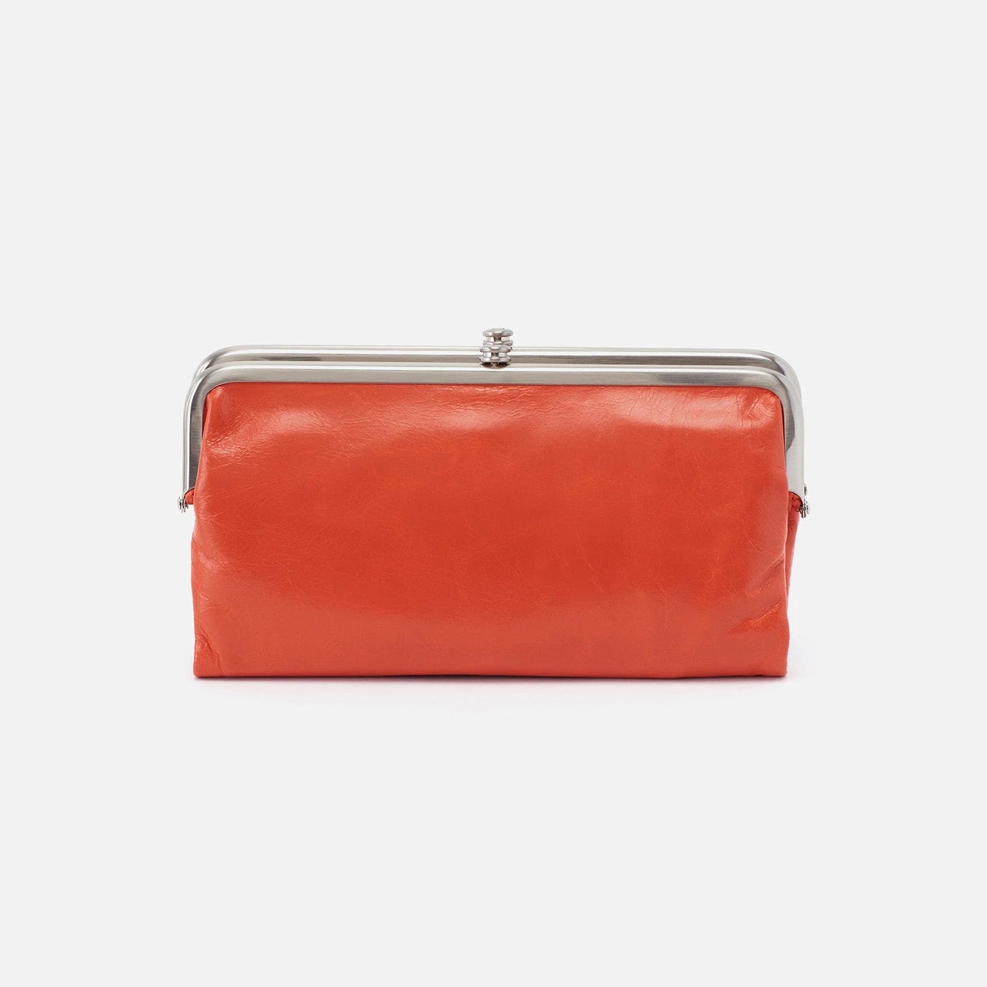 Red Metal Clasp Leather Wallet
