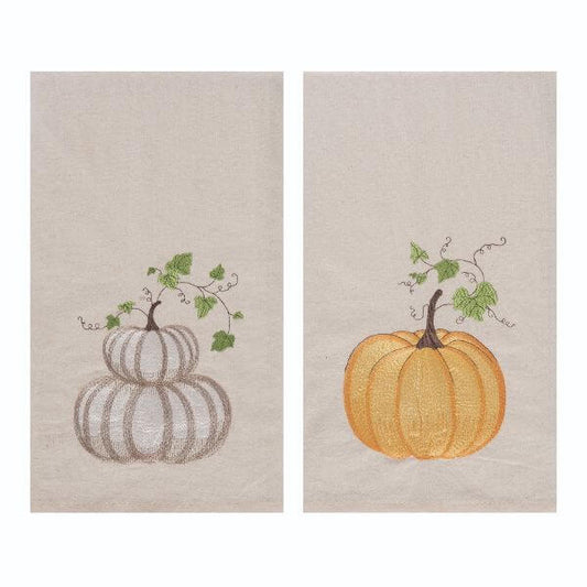 Embroidered Pumpkin Tea Towel