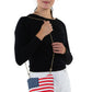 American Flag Crossbody Bag in Canvas with Chain Strap in Canvas Material