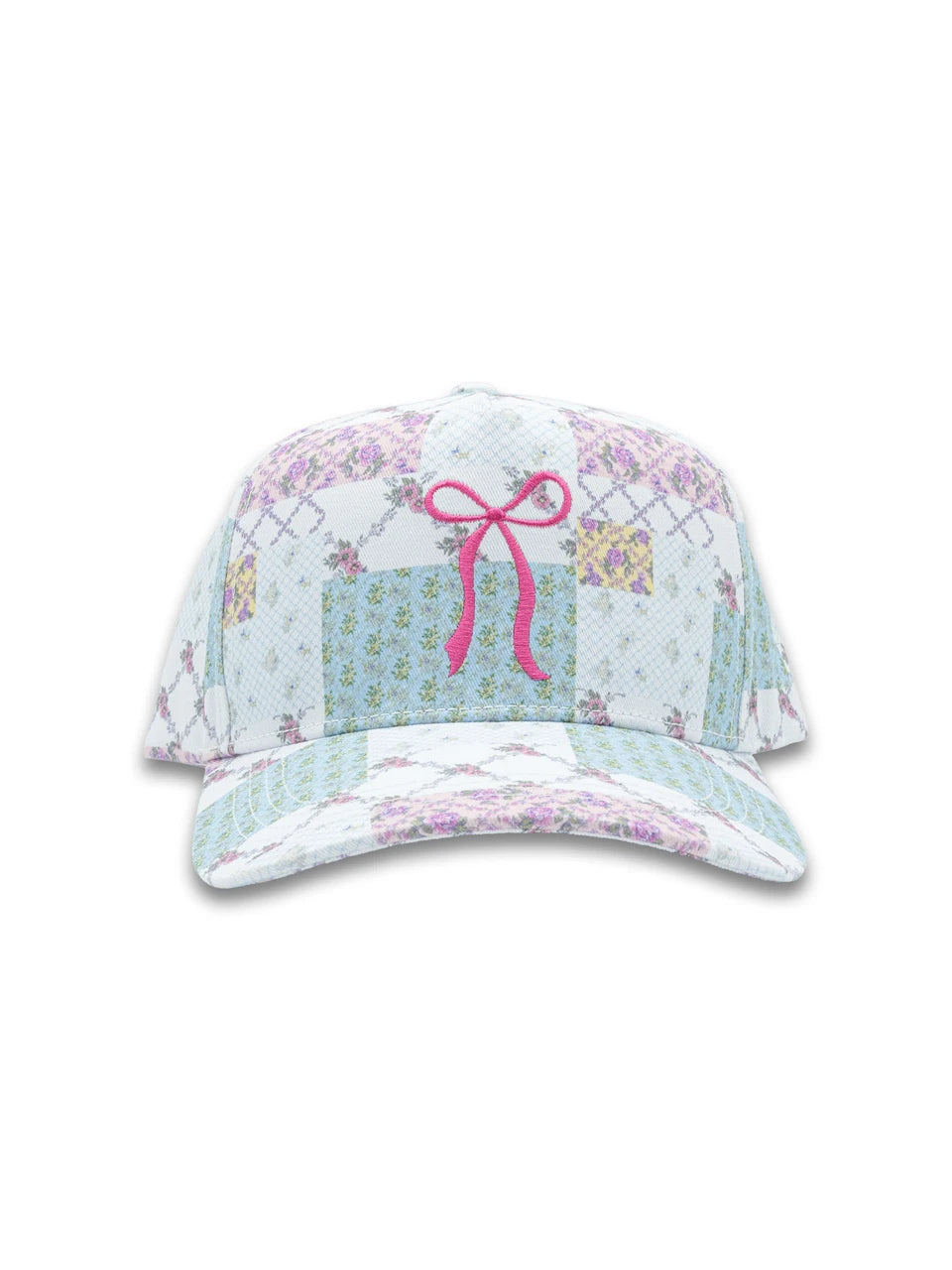 Trellis Patchwork Bow Embroidered Hat